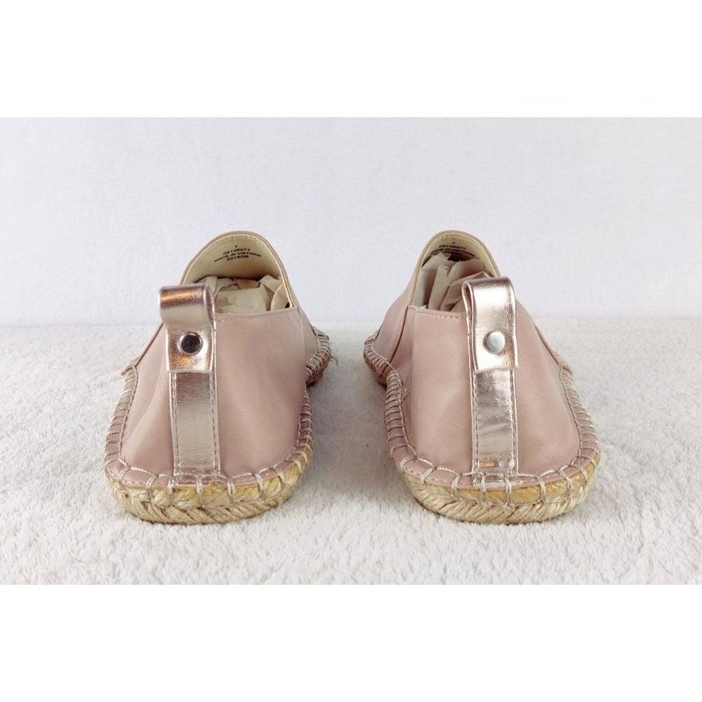 ASOS Espadrille Flat Pink Blush Faux Leather Rose Gold Metallic Toe Cap Rope - Picture 4 of 11